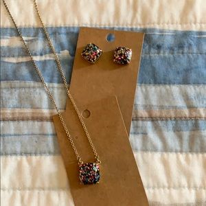 Kate Spade Multi Glitter Necklace and Earrings